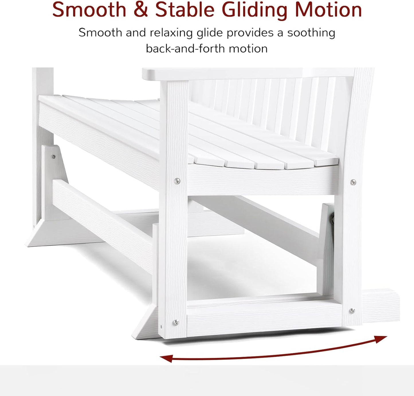 Stoog Outdoor Glider Benches Set of 2, All-Weather Patio Glider with 800 lbs Weight Capacity, Never Fade or Rot, for Porch, Backyard, and Garden, White