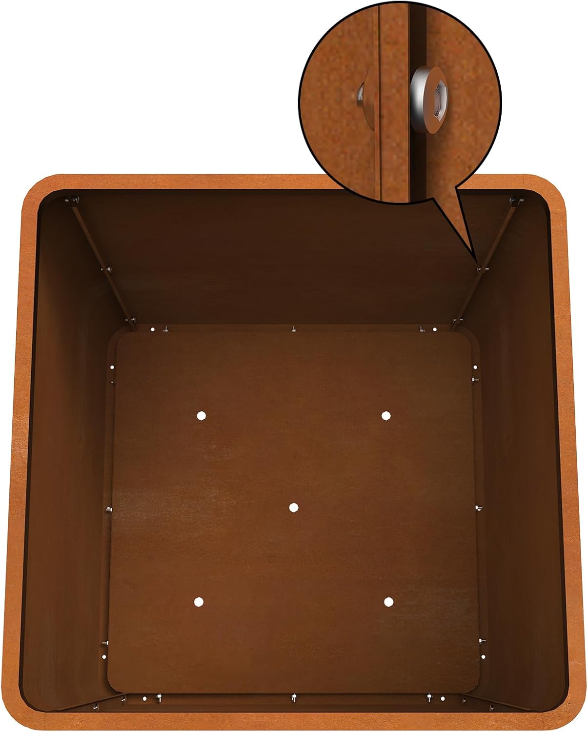 Corten Steel Planter Box 20" L x 20" W x 20" H,Large Metal Square Planter for Outdoor Plants,Metal Cube Flower Pot with Drainage Hole for Porch Hotel Patio Yard