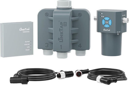LinkTap Q1 4-Port Smart Water Timer | Requires Gateway | 4 Separate Outlets, Intelligent Irrigation System Controller, Equals 4 G2S or 2 D1 Sprinkler Timers, Mesh Network for Garden/Yard