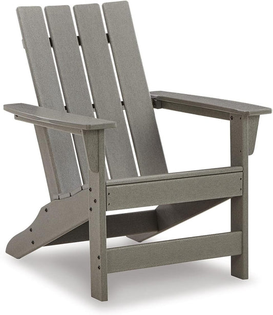 Signature Design by Ashley Visola Outdoor Patio HDPE Weather Resistant Adirondack Chair, Gray