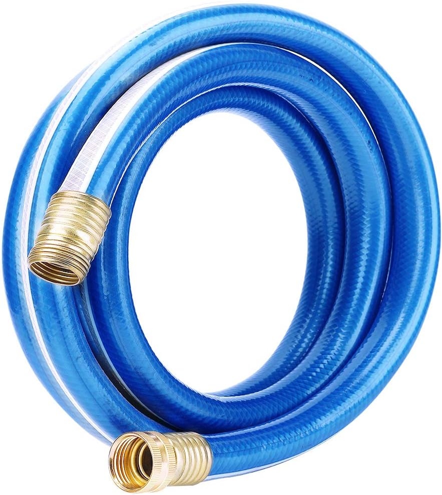 Solution4Patio Short Leader Blue Garden Hose 3/4 in. x 10 ft.-Kink Free, No Leaking, Male to Female Brass/Aluminum Fittings-Heavy Duty Durable Flexible Lightweight Water Pipe for Household &Commercial