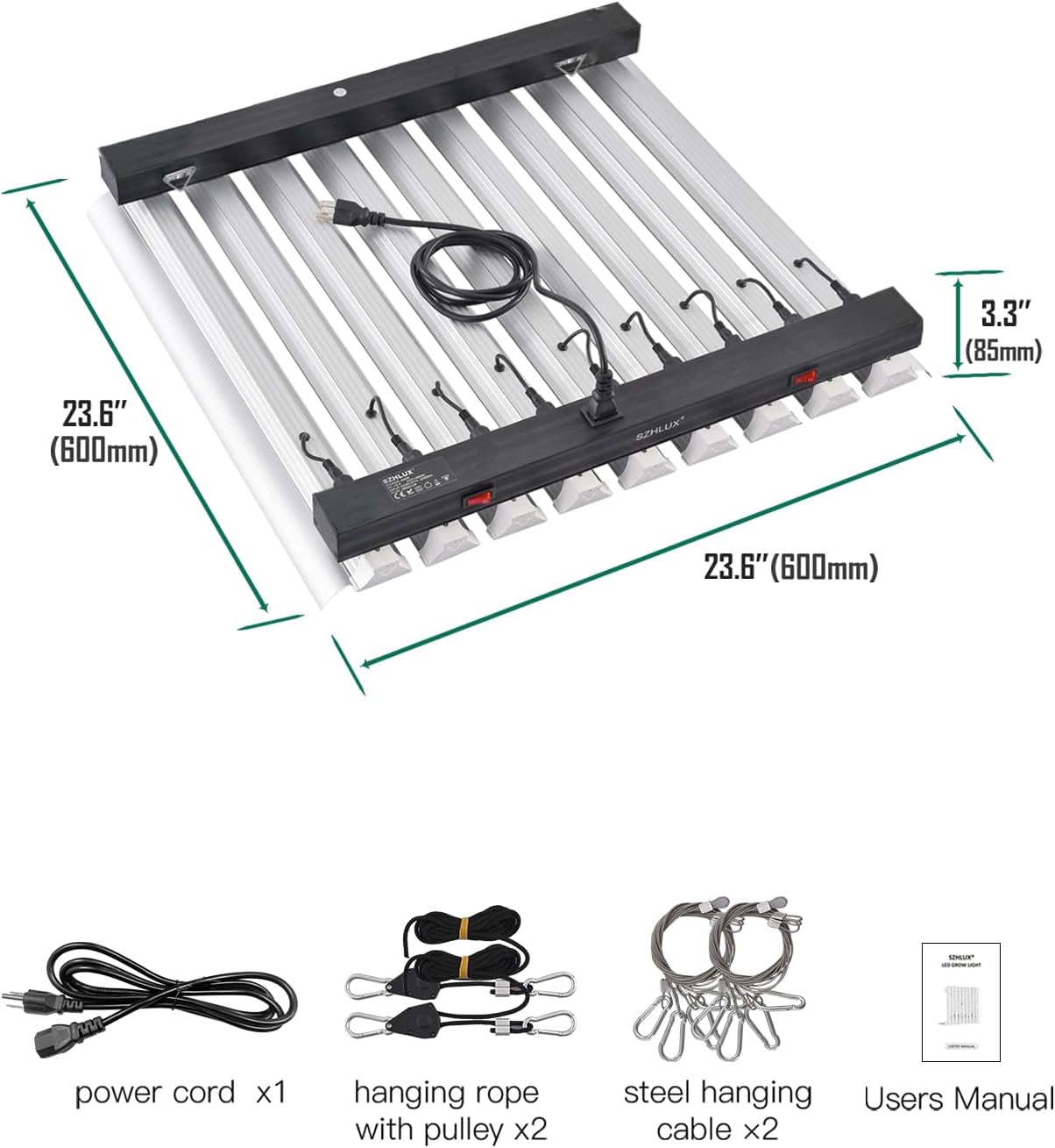 SZHLUX 400W LED Grow Light 4×4ft Coverage with Double Switches, Full Spectrum Grow Light for Indoor Plants, Sunlight Plant Light 864 LEDs for Hydroponic Seedling Veg and Bloom Greenhouse