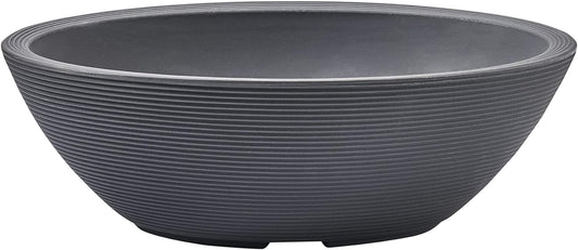 Crescent Garden Delano Oval Planter Bowl, Succulent Garden, Unique Indoor/Outdoor Double-Walled Plant Bowl with Plug- Oval Shape - 30" L x 21" W x 10" H (Slate)