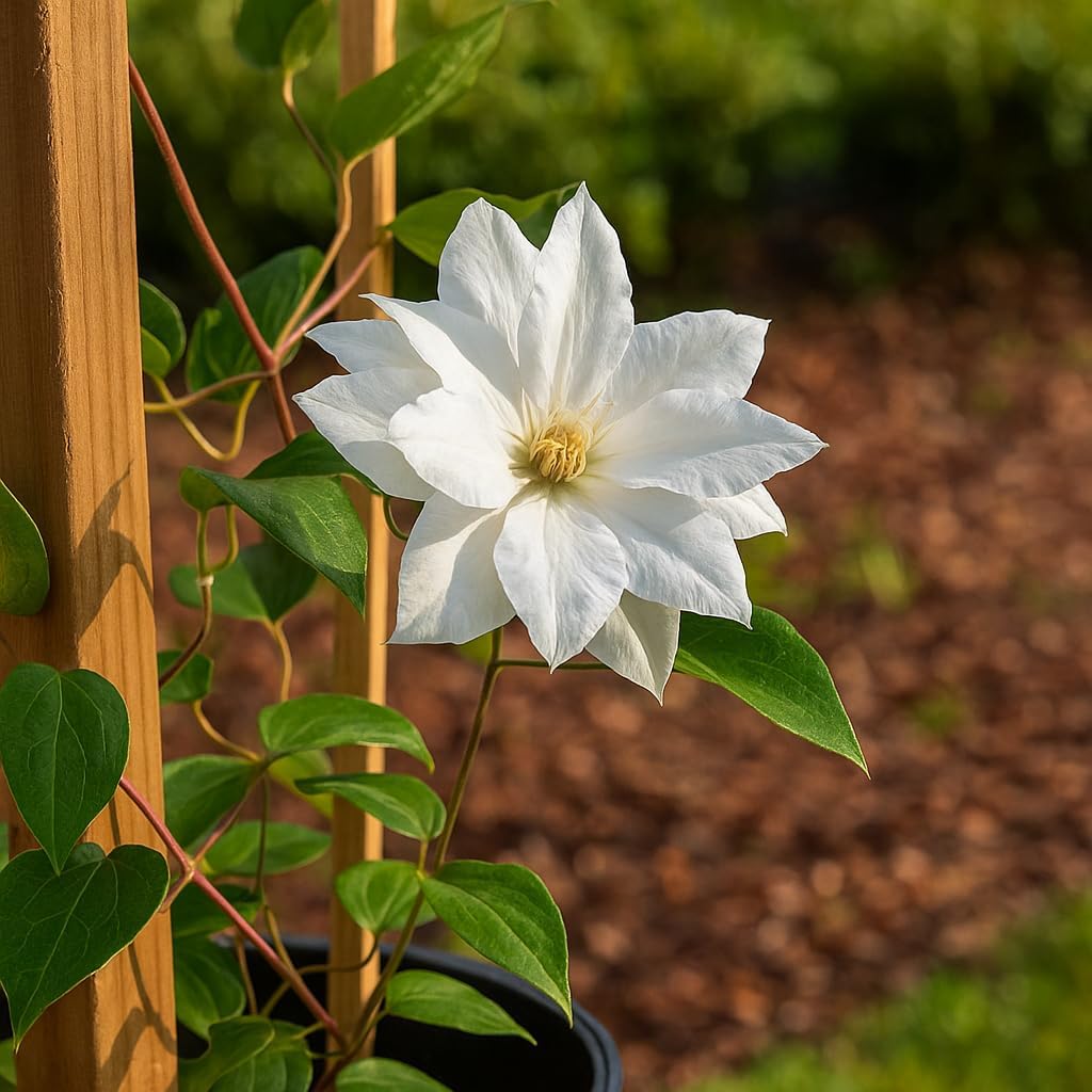 Perennial Farm Clematis 'Duchess of Edinburgh' Hybrid – Live Clematis Vine in 4 Quart Container, Elegant Double White Blooms, Long Blooming, Ideal for Trellises, Arbors & Classic Garden Displays