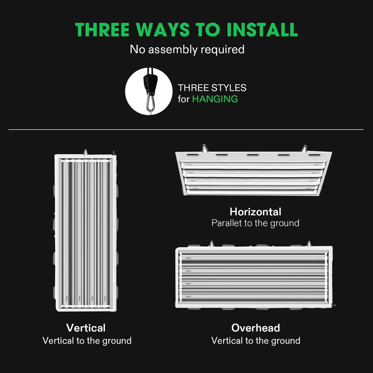 VIVOSUN T5 Grow Lights, 5000 Lumens per 4ft., 216W (4 X 54W), 6500K HO Fluorescent Tubes, with High-Output T5 Light Fixture Bulbs for Indoor Plants, 8ft Power Cord, 2 Hanging Cables, 2 On/Off Control