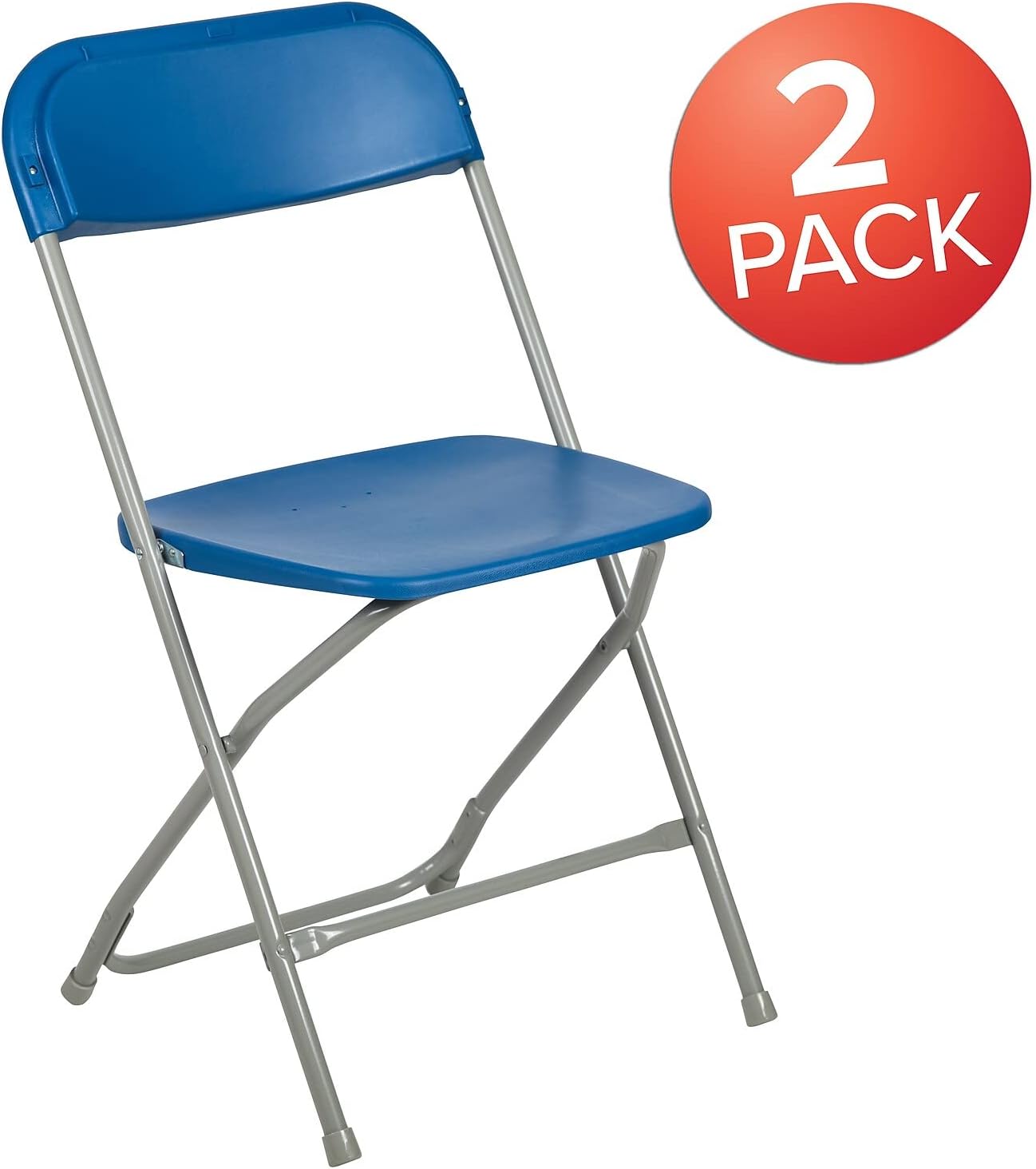 Flash Furniture Hercules™ Series Plastic Folding Chair - Blue - 2 Pack 650LB Weight Capacity Comfortable Event Chair-Lightweight Folding Chair