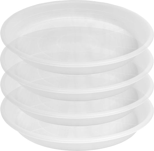 4 Pack of 16 inch Plant Saucer, Large Plant Tray, Heavy Sturdy Plant Drainage Tray for Indoors, Bird Bath Bowls, Sturdy Plastic Pot Tray for Planter (Clear)
