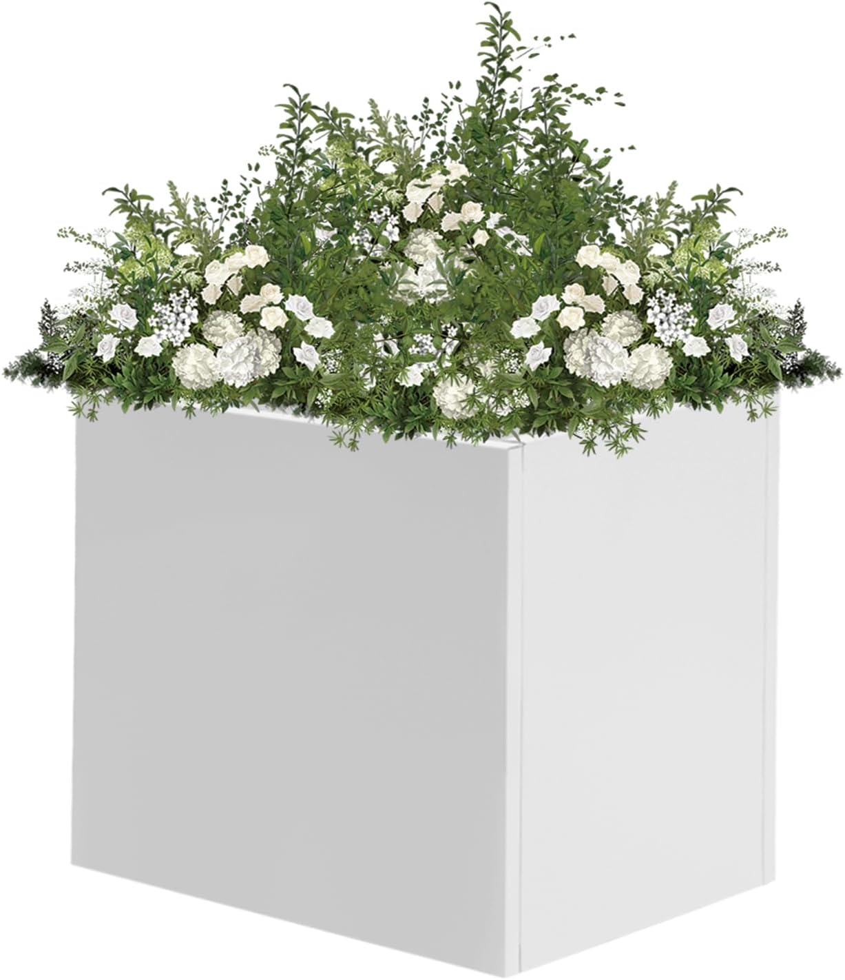 20" L x20 W x20 H Metal Flower Boxes Planter Boxes Outdoor Raised Garden Bed Indoor Outdoor Planting Bed White Square Planter Box for Patios Lawn Yard Decor Storage