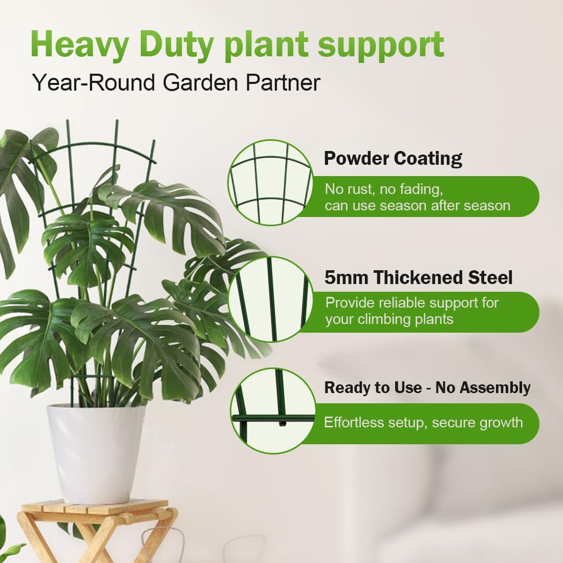 6-Pack Metal Trellis for Potted Plants, 43" Heavy Duty Garden Trellis for Climbing Plants, Rustproof Powder Coated Indoor/Outdoor Trellis for Climbing Vines, Flowers, Houseplants