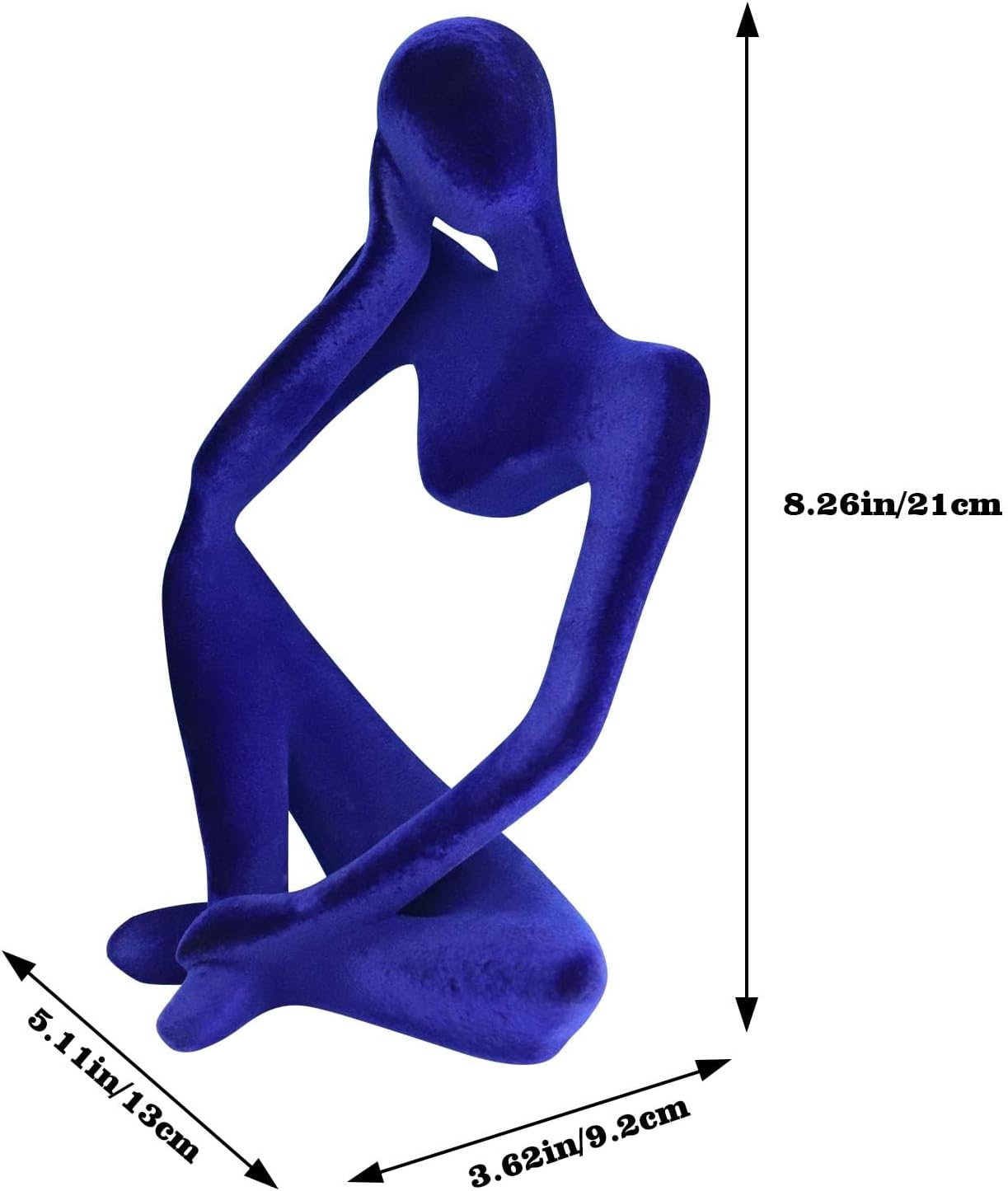 Abstract Thinker Statues and Sculptures, Resin Blue Flocked Thinker Statue Ornaments, Housewarming Gifts, Modern Figurines Decor for Living Room Dining Room Bathroom Office Desk
