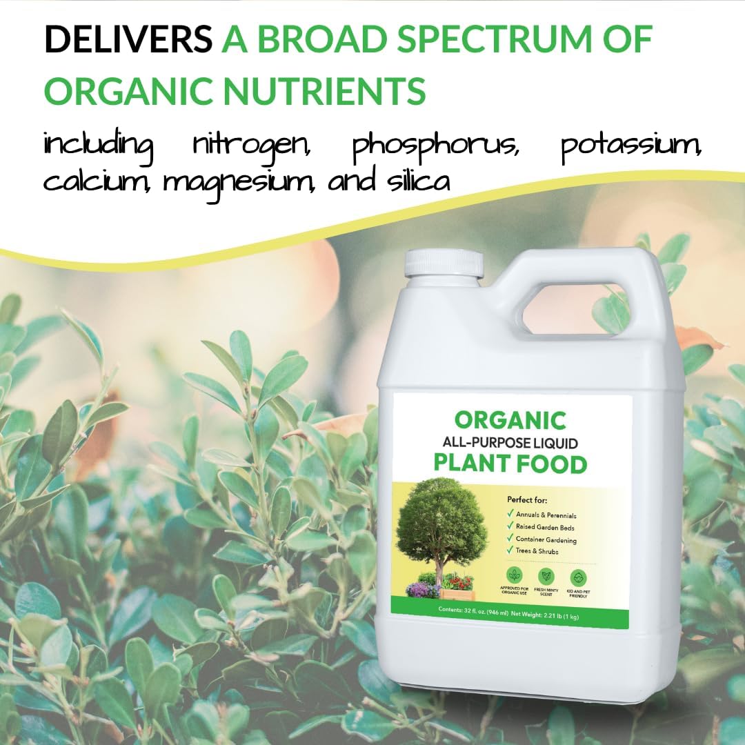 FOOP Organic All-Purpose Liquid Plant Food - Use on All Outdoor Plants: Flower Beds, Vegetable Gardens, Container Gardening | Concentrated Liquid Fertilizer (1 Gallon, 2 Pack, Mixes to 256 Gallons)