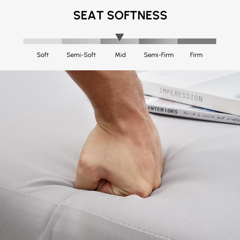 homary Rattan Patio Outdoor Daybed, Rattan Day Bed with Cushion Pillow & Aluminum Frame Sunbed Sofa Set Patio Loveseat,Gray