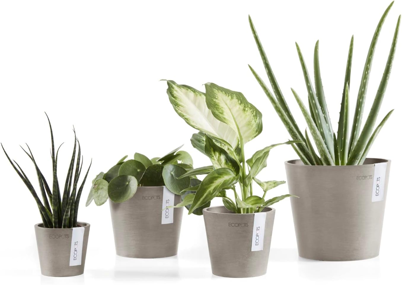 Ecopots Amsterdam Mini Durable Modern Round Recycled-Based Composite Flower Pot Planter, Taupe, 7"