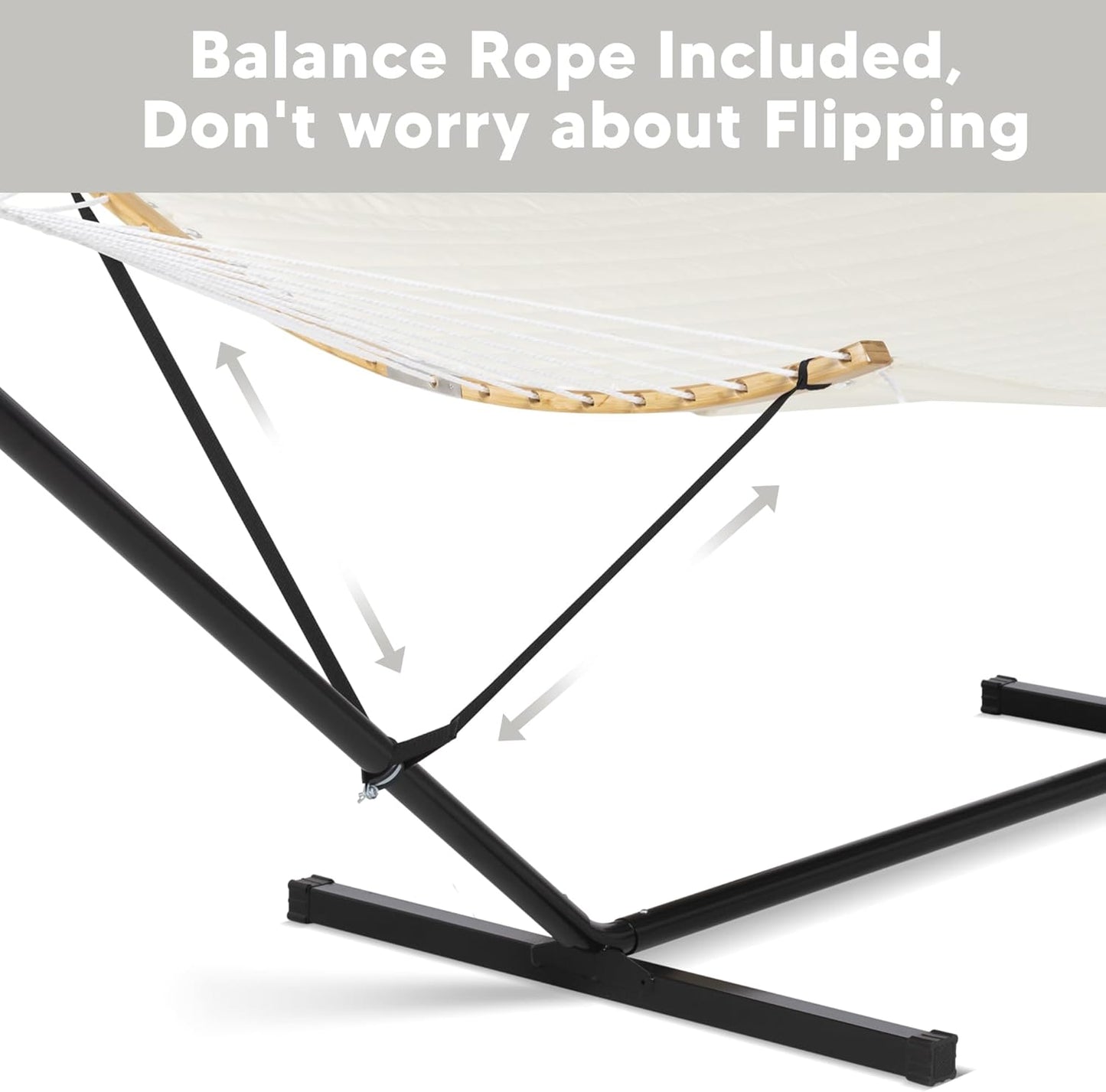 SUNCREAT Hammocks for Outside with Stand Included, Double Hammock with Curved Spreader Bar, Carrying Bag, Beige