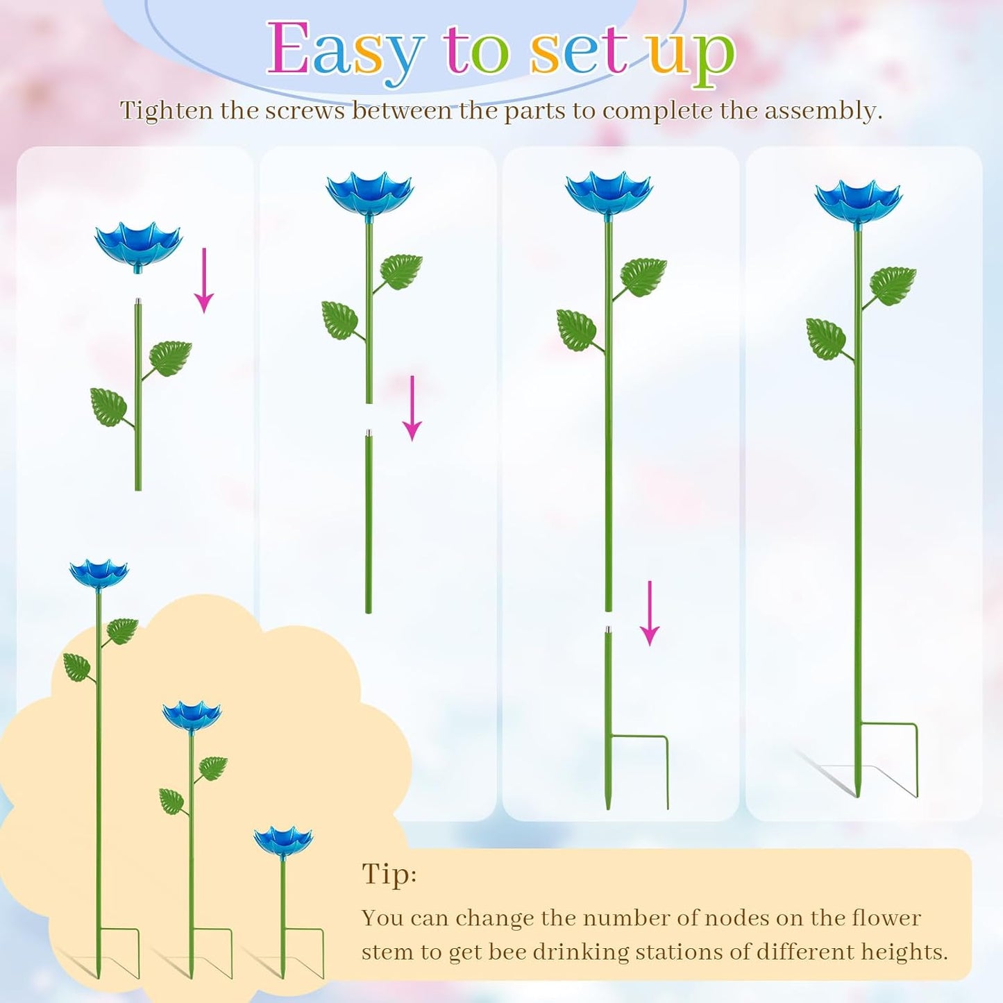 Bee Watering Station for Garden, 2 Pack Bee Drinking Station with Umbrella Design, Metal Butterfly Feeder Bee Baths for Outdoor Garden Yard Decor (Blue,Yellow)