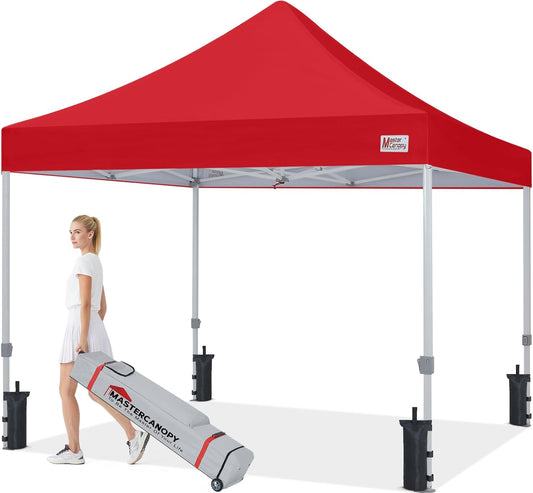 MASTERCANOPY Pop Up Canopy Tent Commercial Grade 10x10 Instant Shelter (Red)