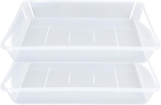 Square Plant Saucer 14 Inch 2 Pack, Strong Clear Plastic Flower Plant Pot Saucer, Square Planters for Indoors and Outdoors Plants, Garden Plant Saucers for Pots Plant Trays.