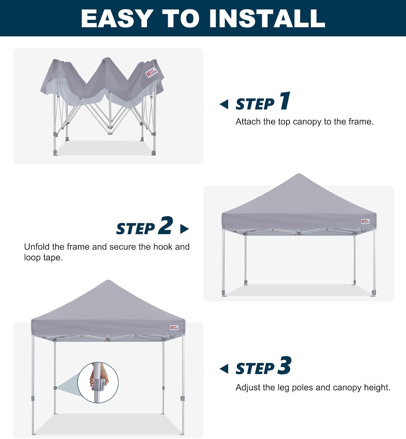 MASTERCANOPY Pop Up Canopy Tent Commercial Grade 10x10 Instant Shelter (Grey)