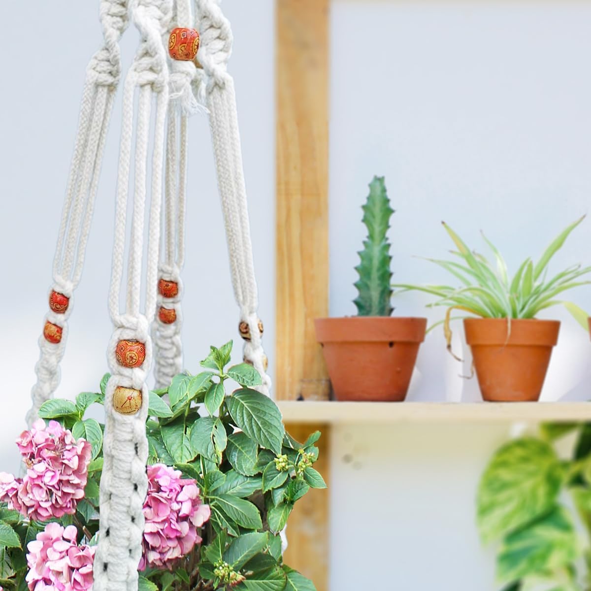 Belit Macrame Plant Hangers Indoor Outdoor 2 Pack Hanging Planters Basket with 2 Hooks Decorative Flower Pots Stand Home Decor