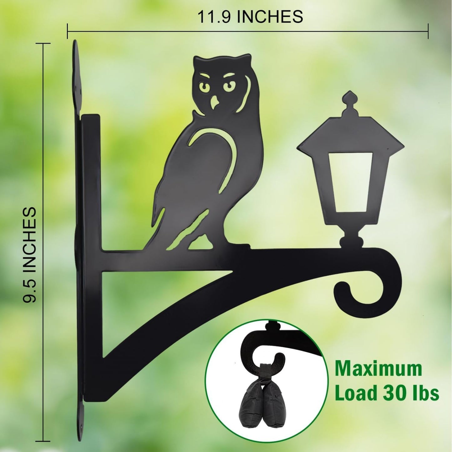 Iron Plant Hangers Outdoor, Metal Plant Hooks for Hanging Baskets, Bird Feeders, Lanterns, Flower Pots, Wall Mount Hanging Plant Holder (Owl & Street Light)