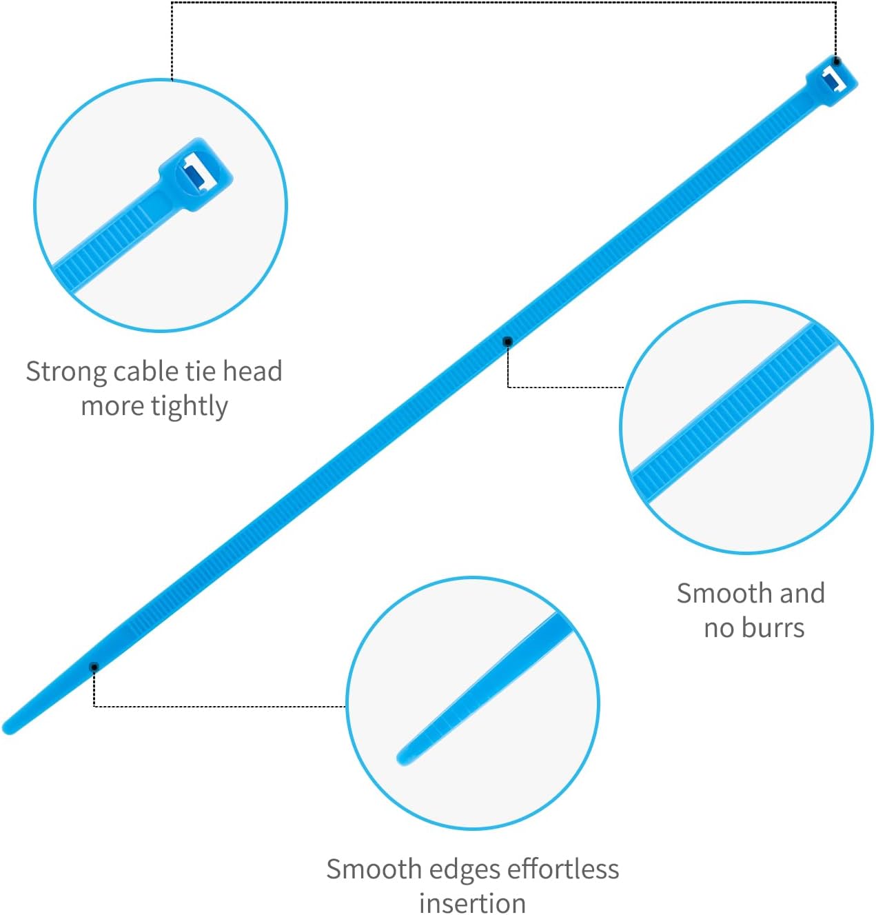 6 Inch Blue Zip Tie 1000 PCS, 18 Lbs - Small to Medium Zip Tie, Nylon PA66 UV Resistant Cable Tie for Indoor and Outdoor Use - Ideal for bundling and securing objects