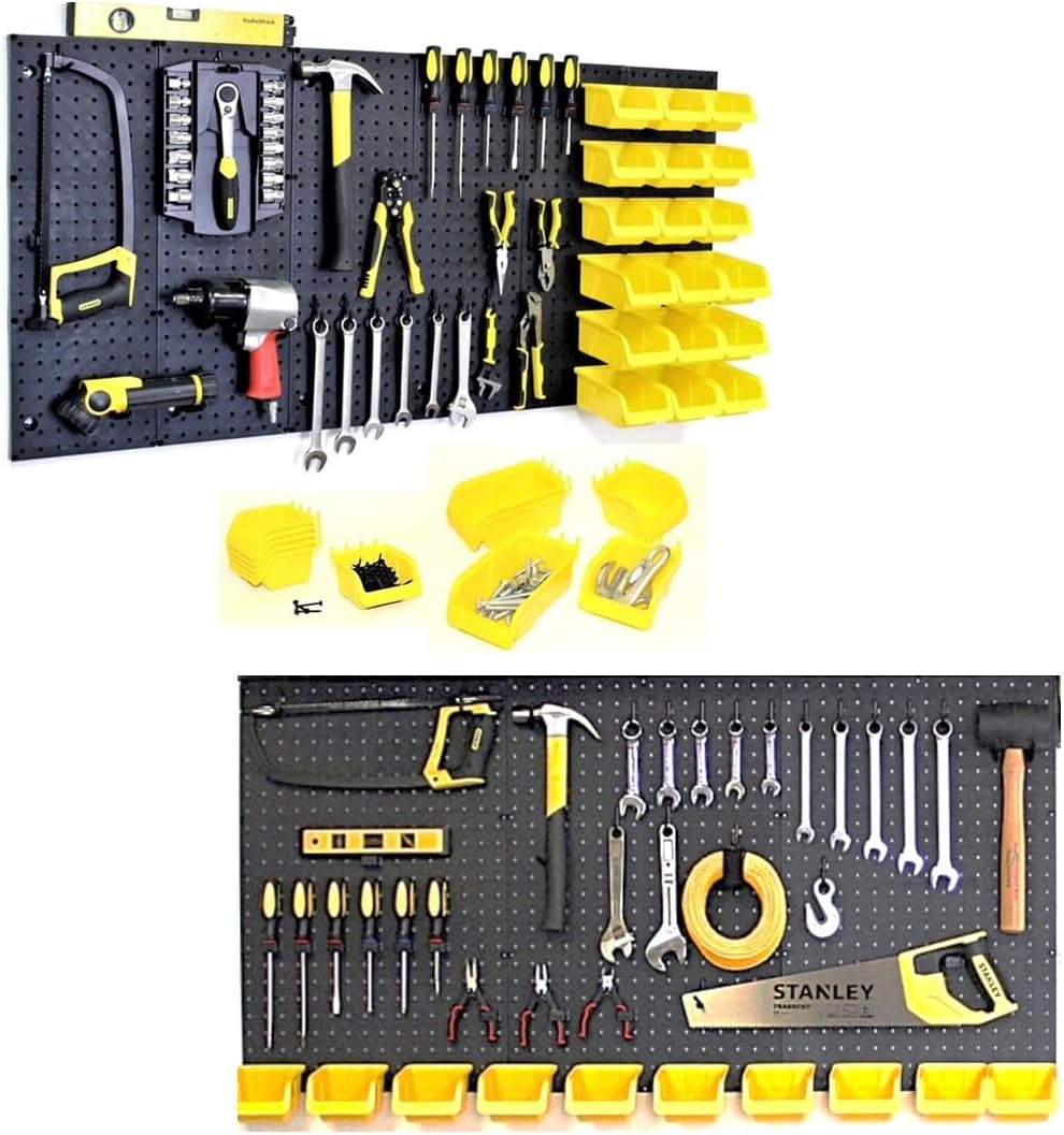 WallPeg 24" x 48" Pegboard Wall Organizer - Kit (PK-312-B) Peg Board Organizer Accessories for Garage pegboard Storage, Tool & Craft Organization with Pegboard. Hooks, and Peg Board Bins