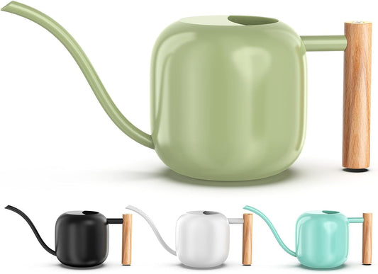 Green Moon Watering Can Indoor Plants 1.2L/41oz Sage Green Water Can Indoor Metal Small Water Can Pot with Long Spout for House Bonsai Plants Garden Flower Decorative