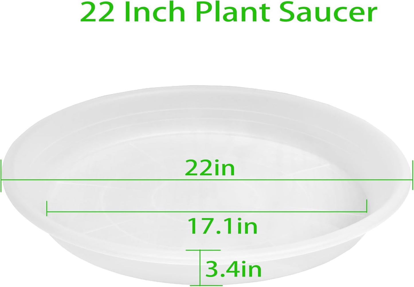 Plant Saucer - 2 Pack 22 Inch Extra Large Durable Plastic Plant Trays Clear, Extra-Deep 3.4" Plant Tray, Bird Bath Bowls for Garden