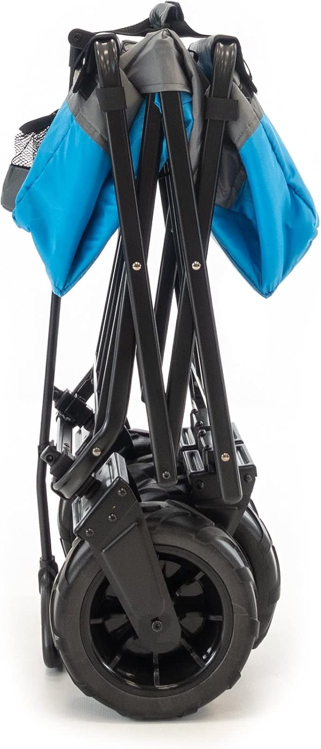 Creative Outdoor Push Pull Stroller Wagon for Kids, 200lbs Weight Capacity, Beach Hauler XXL All-Terrain Collapsible and Portable Folding Cart, Giant 10" Wheels, Park, Garden & Tailgate (Gray/Blue)