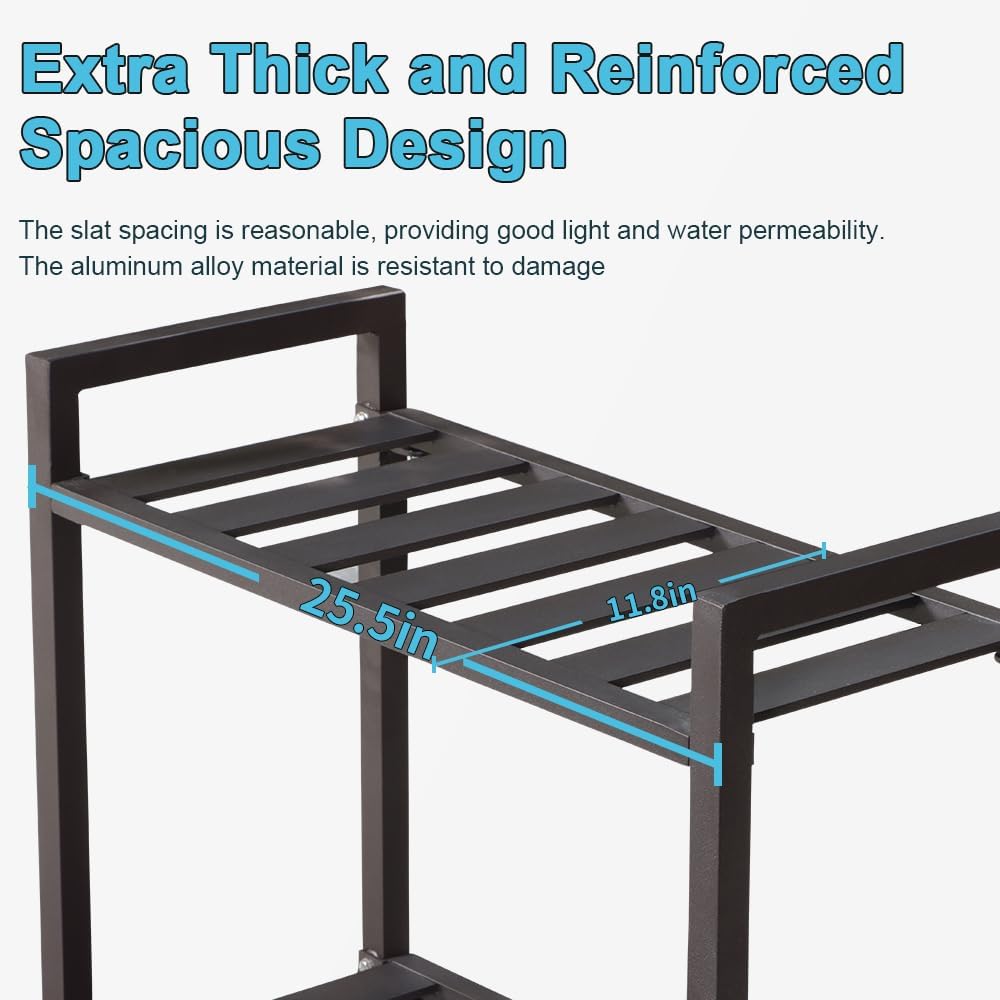 Versatile Indoor/Outdoor Plant Stand – High-Strength Aluminum with 300 LBS Load Capacity - Ideal Decor for Patios, Gardens, Living Rooms | L25.5 x W11.8 x H22 inches