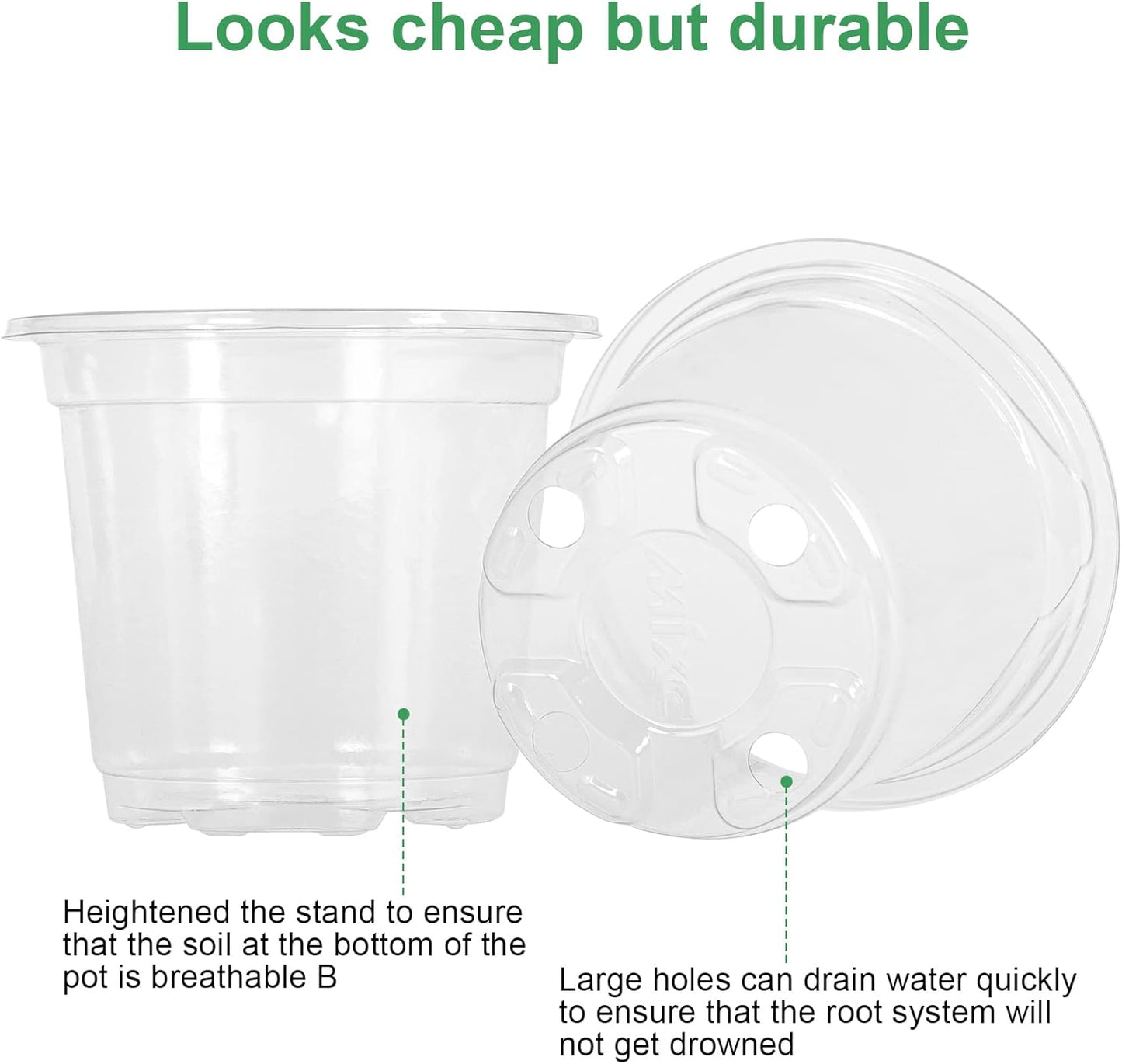 MIXC Clear Plant Nursery Pots with Humidity Dome 4" Soft Transparent Plastic Gardening Pot Planting Containers Cups Planter Small Starter Seed Starting Trays for Seedling with 10pcs Plant Labels