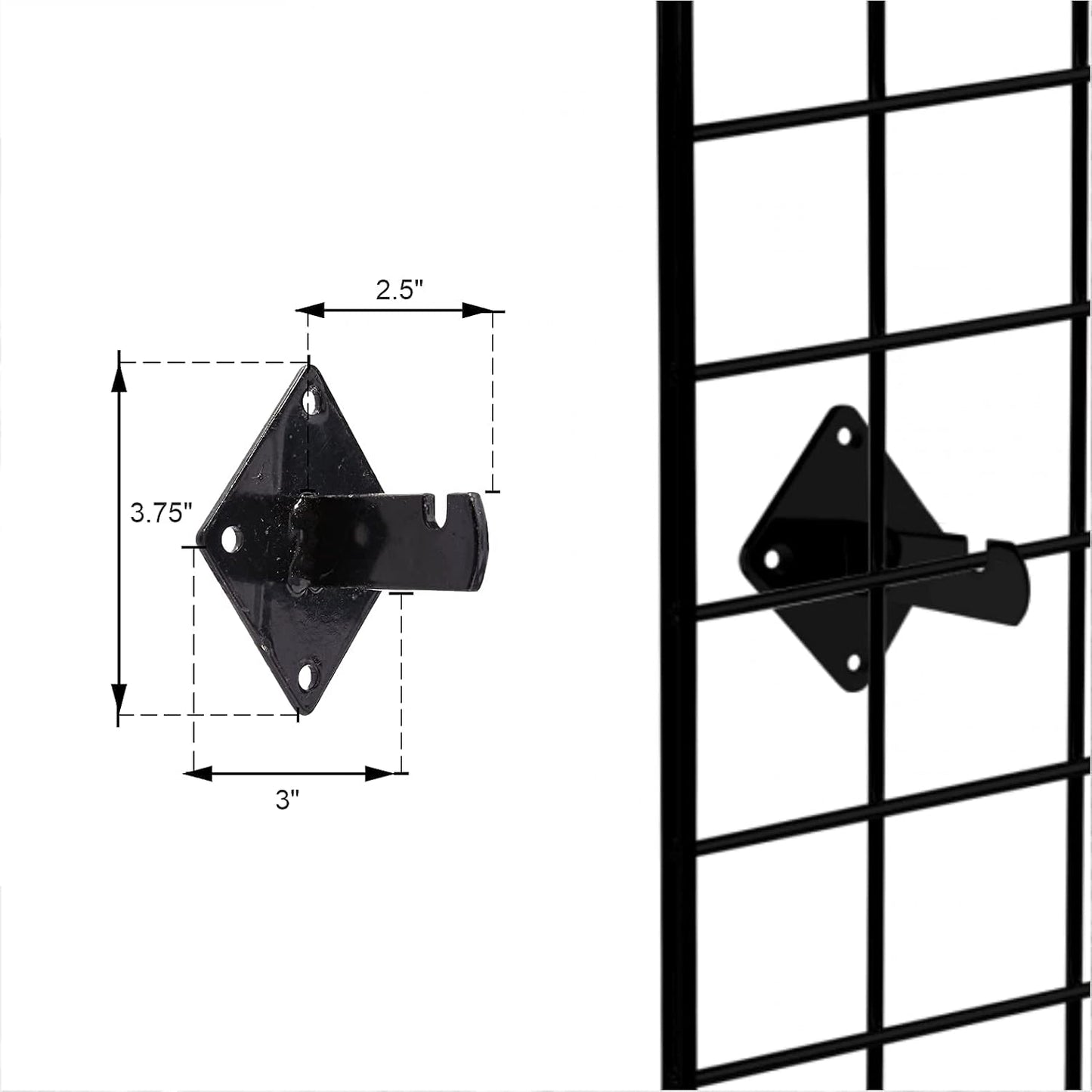 KINGDOM SOLUTIONS 24-Pack Black Gridwall Panel Mount Brackets – Heavy-Duty Wall Brackets for Gridwall, Slatgrid, or Trellis Panel Mounting – Durable Display Hardware for Store or Garage