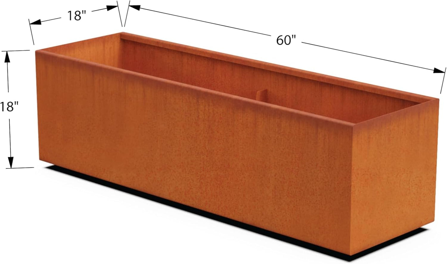 Corten Steel Planter Rectangle Outdoor Metal Garden Box Heavy Duty | Made in USA | Fully Assembled