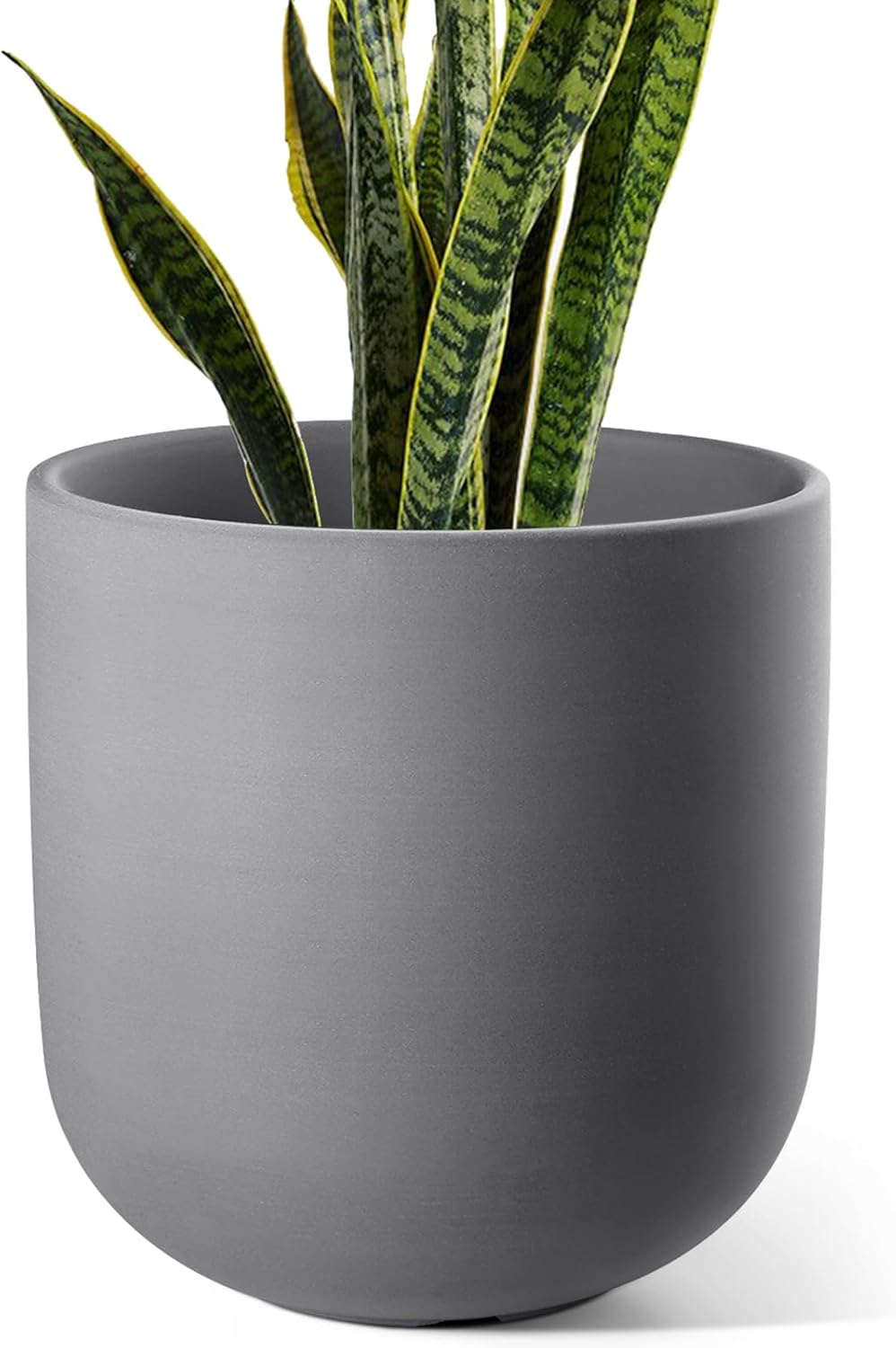 LE TAUCI 10 Inch Plant Pot, Ceramic Pots for Plants with Drainage Hole and Rubber Plug, Plant Pots Indoor for Home Garden Patio Office, Cylinder Planters for Indoor Plants, Charcoal Gray
