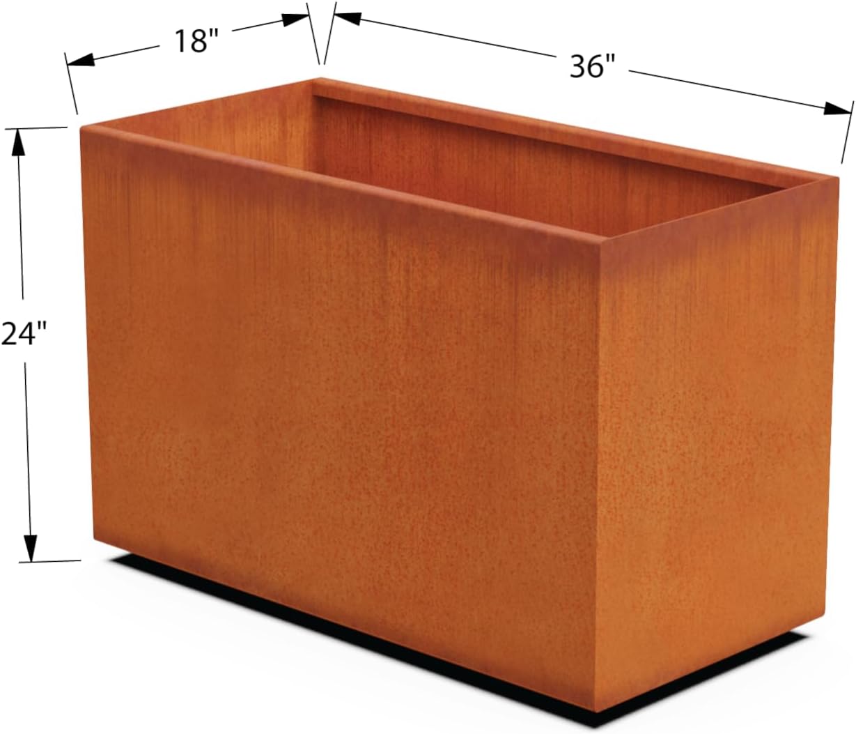 Tall Corten Steel Planter Box – 36x24 Inch Large Rectangular Planter for Outdoor Patios & Gardens | Heavy Duty Metal | Made in USA, Fully Assembled