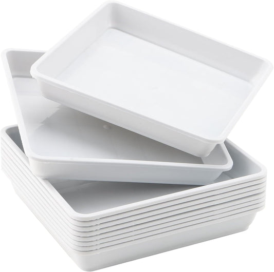 JOIKIT 10 PCS 10 x 10 Inch Square Plant Saucer, Plastic Plant Saucer Drip Tray, Square Flower Pot Tray for Indoors and Outdoor Plant Pots, 1.38 Inch Deep, White