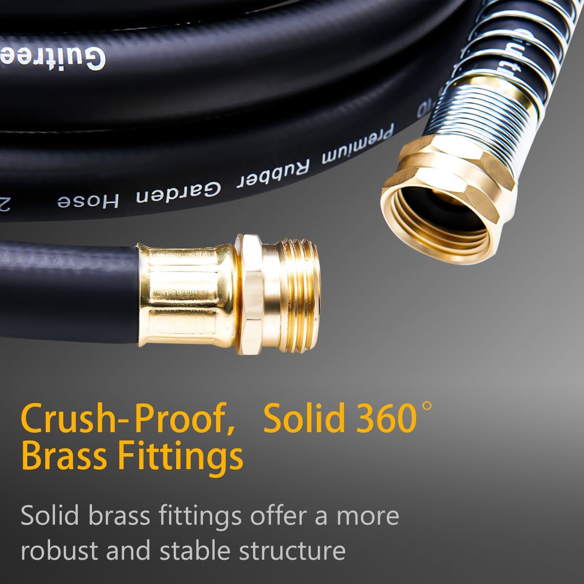 Garden Hose 150FT x 3/4”, Heavy Duty Rubber Hose, Water Hose with Five Layered Braiding, Male Female Fittings, 1000PSI Burst, 200PSI Working (Black)