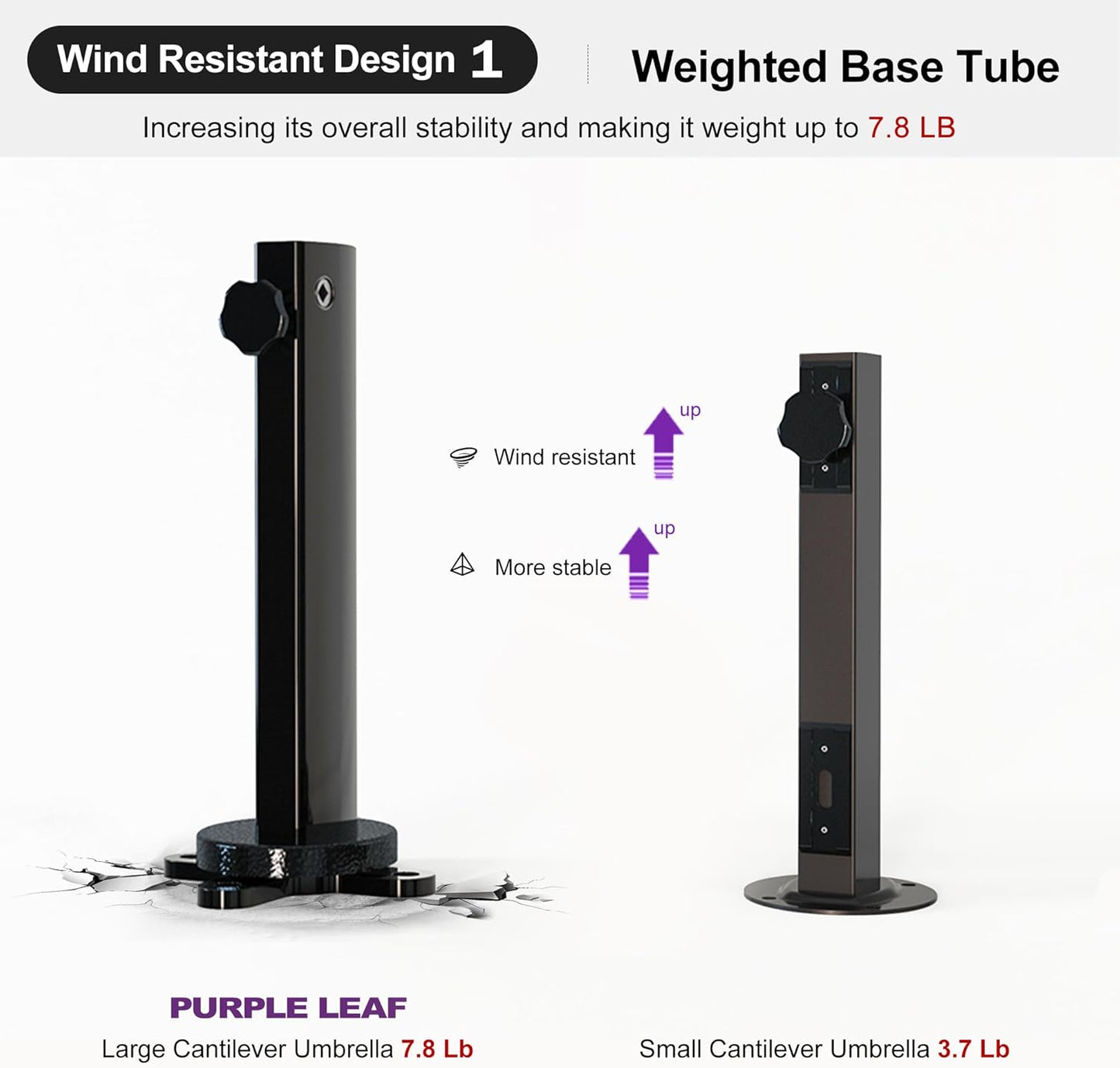 PURPLE LEAF 9' X 12' Patio Umbrella with Base Outdoor Rectangle Umbrella Large Cantilever Umbrella Heavy Duty Outdoor Market Umbrella for Garden Deck Backyard Pool Navy