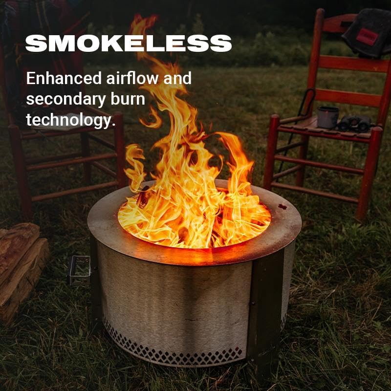 Breeo Smokeless Fire Pit (Y Series - Stainless Steel) | 21 inch Portable Smokeless Firepit for Outside | 31 Pounds | Ideal for Families Compatible with Wide Range of Breeo Accessories