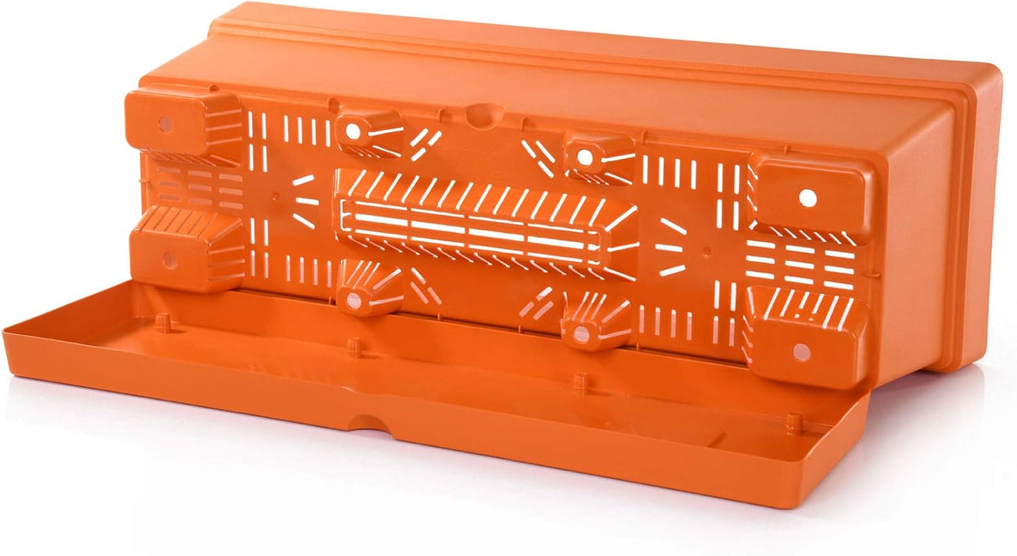 Mintra Window Box Planter, Window Planter Box for Indoor Outdoor Use, Rectangular Pots with Saucers & Drainage Holes, Decorative Plant Pots for Window Sill, Shelf, Desktop, 19" Wx6.75 H, Orange