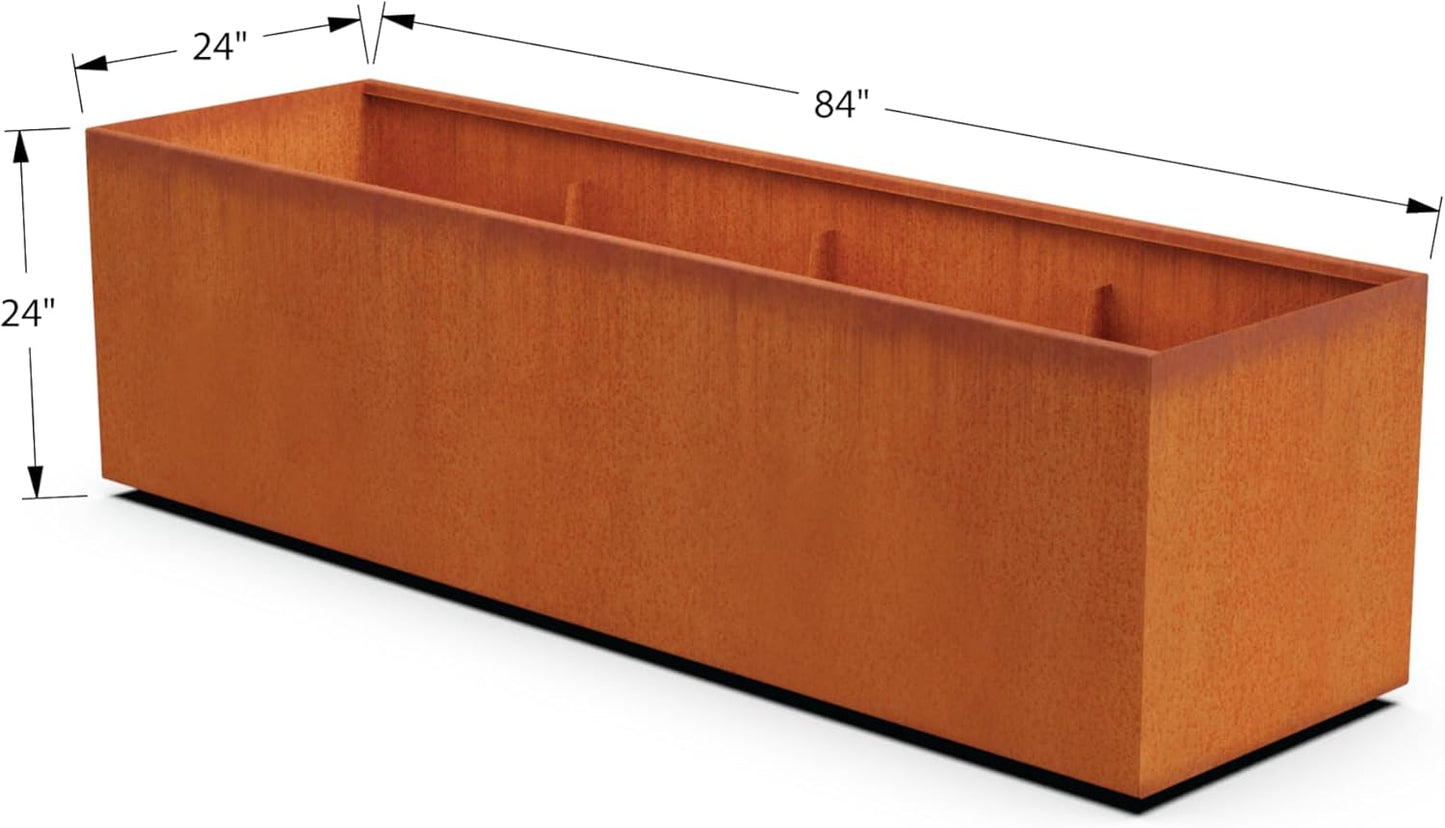 Corten Steel Planter Rectangle Outdoor Metal Garden Box Heavy Duty | Made in USA | Fully Assembled