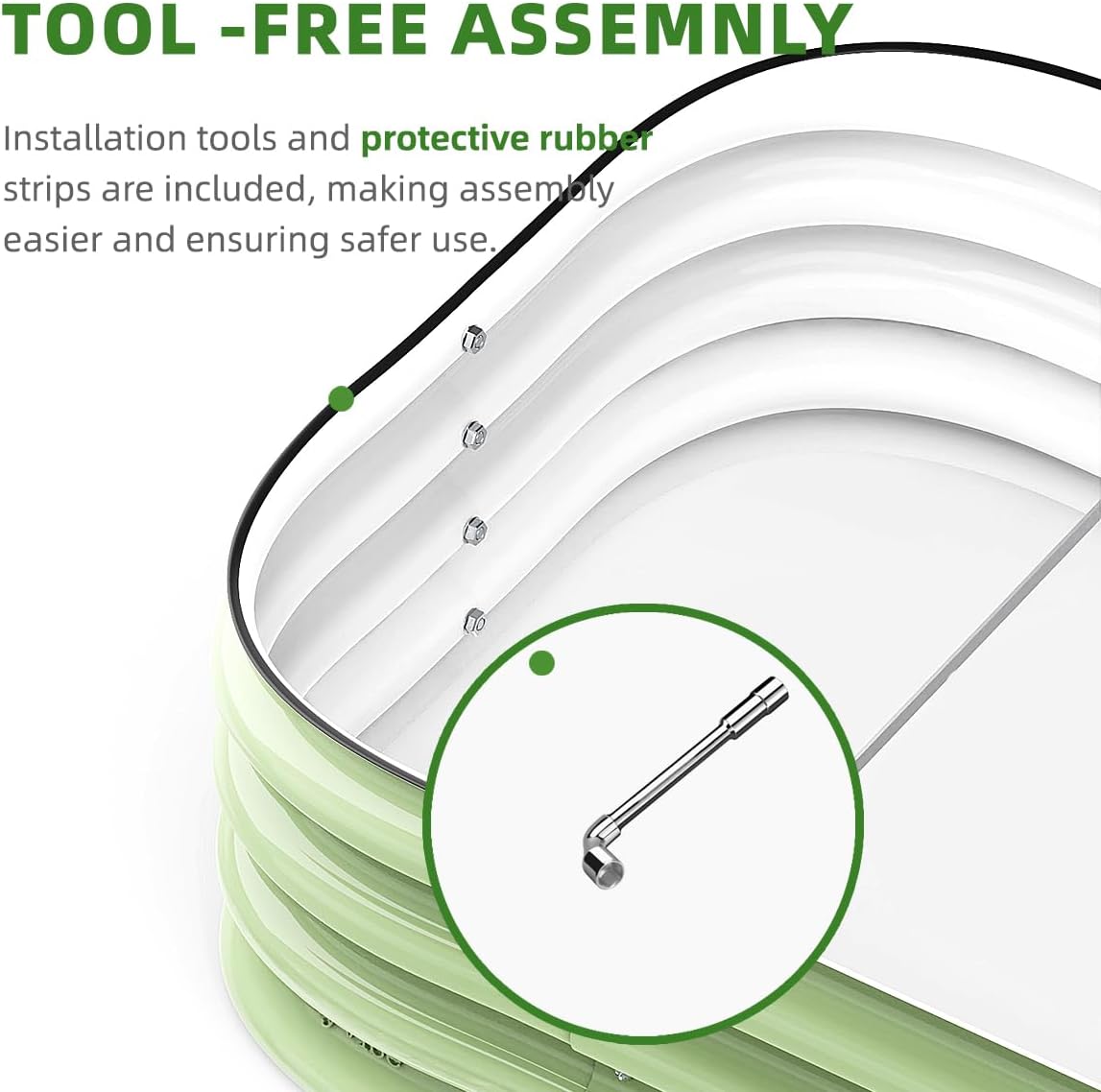 DaisyVibe Raised Garden Bed Kit, Planter Raised Garden Boxes Outdoor, Oval Large Metal Raised Garden Beds for Vegetables Flowers (Green, 6.5ftx2ftx1ft)