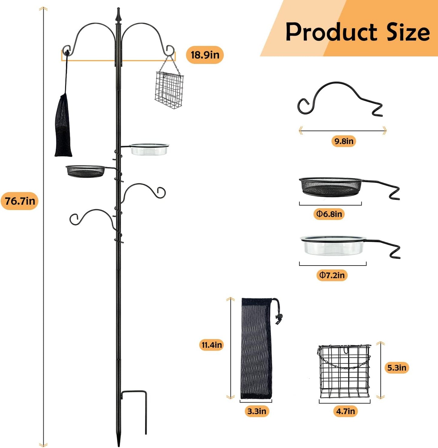 Premium Bird Feeding Station Kit - Multi Feeder Hanging Set with Suet Cage, Bird Bath & Finch Sock Attractors
