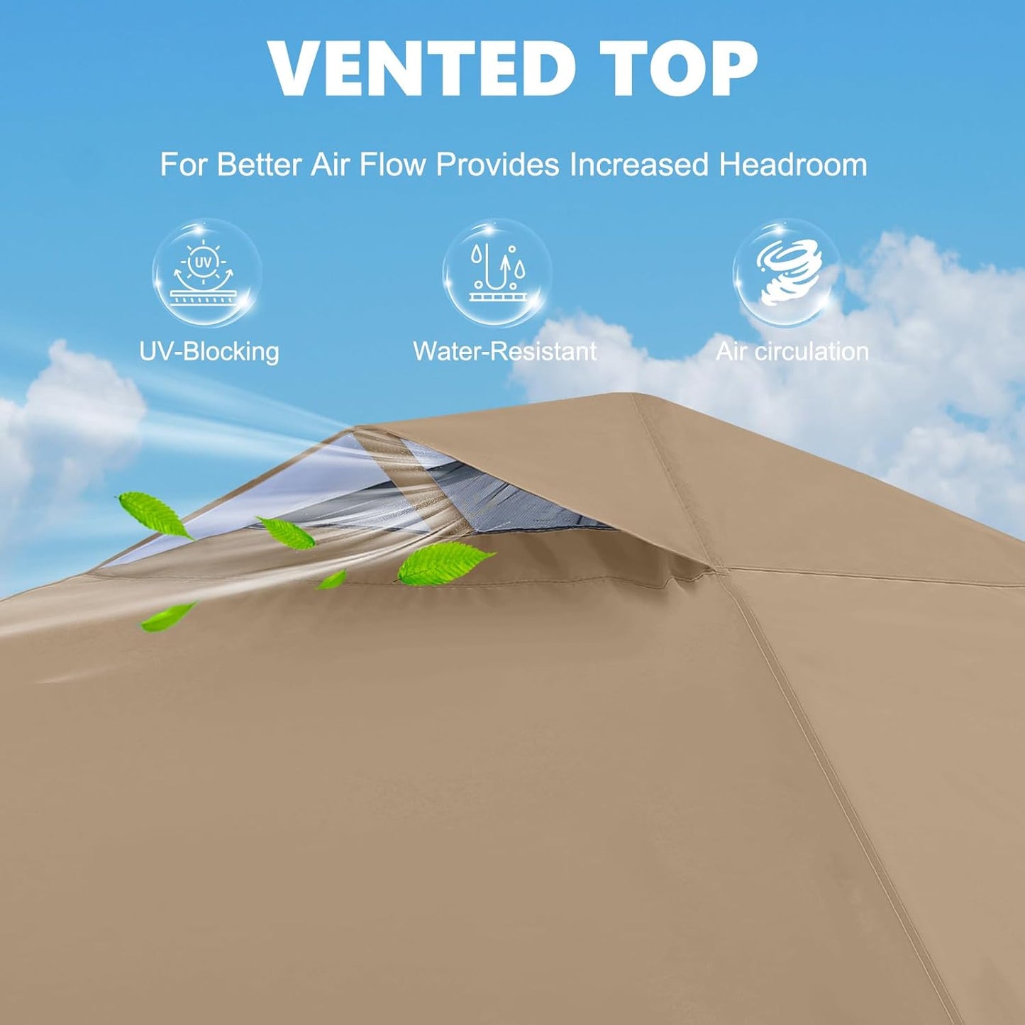 MASTERCANOPY Durable Pop-up Canopy Tent with 1 Sidewall (6.6'x6.6',Khaki)