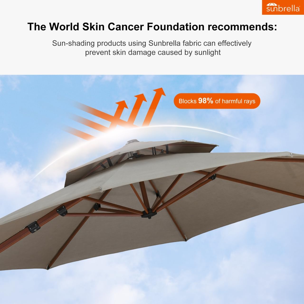 PURPLE LEAF 11ft Patio Large Cantilever Umbrella Outdoor Round Wood Umbrellas Offset Umbrella Heavy Duty Sun Umbrellas for Garden Deck Pool, Heather Taupe