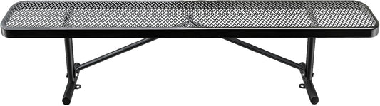 Thermoplastic Coated Iron Park Bench for Outside, Heavy Duty Metal Garden Bench, Expanded Commercial Grade Seating for Shopping Malls, Lawn Yard Porch Entryway (Black without Backrest, 96IN)