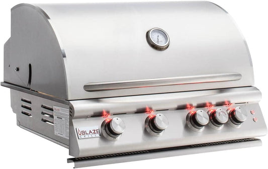 Blaze Outdoor Grill | 32-Inch Stainless Steel Propane BBQ Grill | 4 Burner Barbecue | Premium Outdoor Kitchen Grilling | Rear Infrared Burner & Grill Lights | BLZ-4LTE2-LP