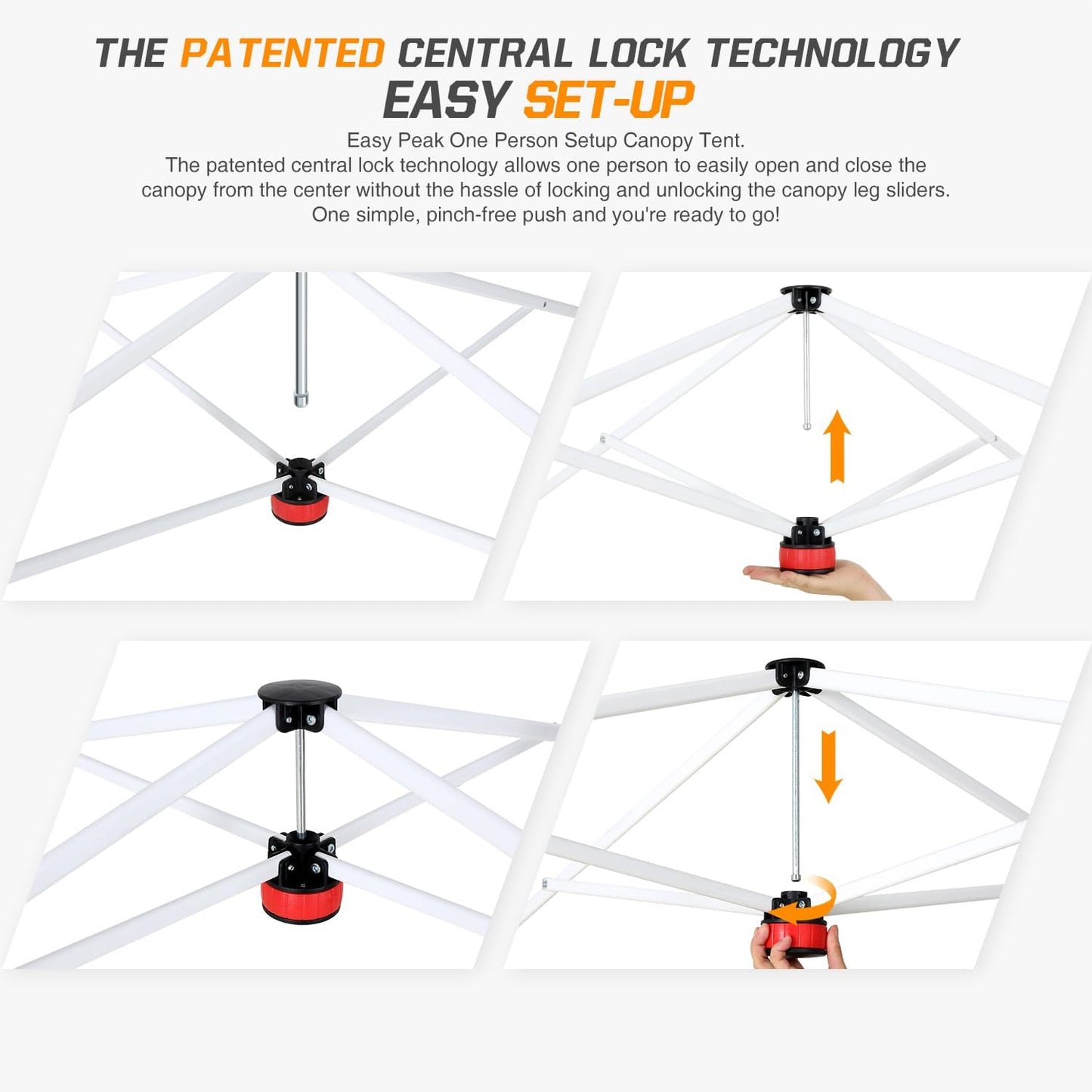EAGLE PEAK Pop Up Canopy Tent with Wheeled Carry Bag, 8 Stakes, 4 Ropes, 4 Weight Bags, Easy Set Up Tent Canopy, 10x10 ft, 100sqft of Shade, Brick Red