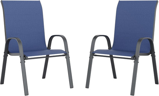 UDPATIO Patio Chairs Set of 2, Stackable Outdoor Dining Chairs with High Back, Breathable Textilene Fabric Outdoor Chair All Weather, 350LBS Capacity for Garden, Backyard (Blue)