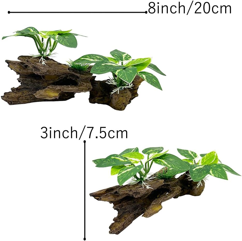 Smoothedo-Pets Fish Tank Decorations Aquarium Decor Ornaments Betta Silk Leaf pad Hammock Artifical Driftwood Cave Goldfish Bowl Accessories (Type-B)